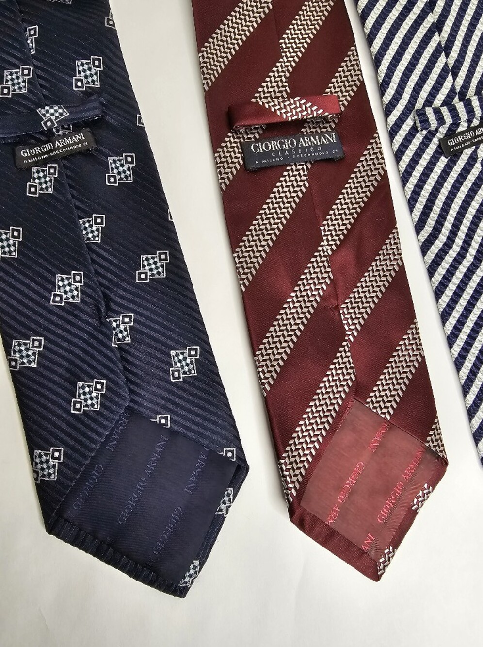 Giorgio Armani Classico Tie Bundle Of 4 in Classic Navy, Burgundy, Blue & Tan - Picture 6 of 11